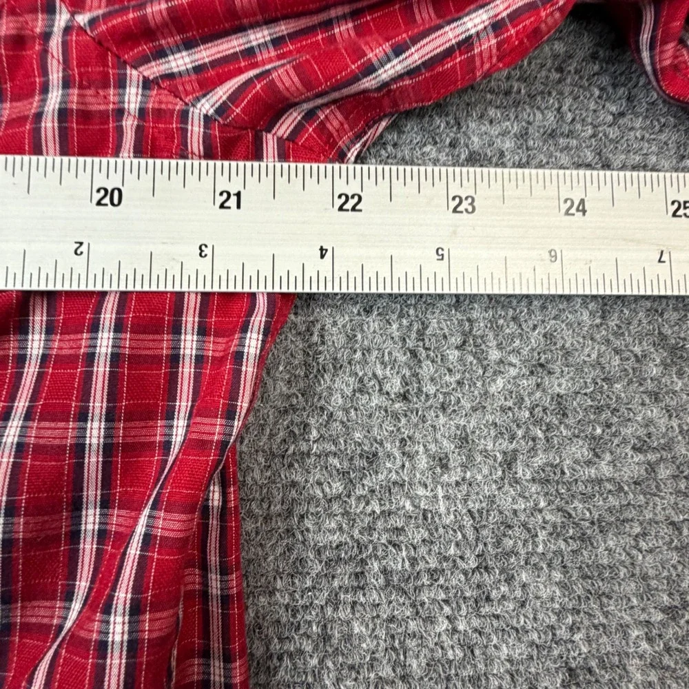 Banana Republic Slim Fit Shirt Red Plaid Long‎ Sleeve Mens Size M 15-15.5 33-34